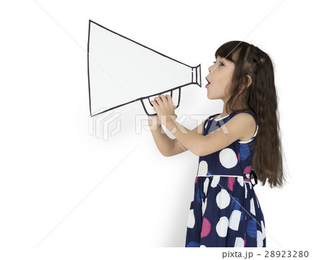 Little Girl Megaphone Positive Shoot Little Girl Megaphone Positive Shoot 28923280