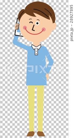 ポップな家族　パパ　ウィンクして通話 28927895