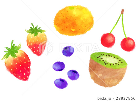 ちぎり絵風の果物のイラスト素材