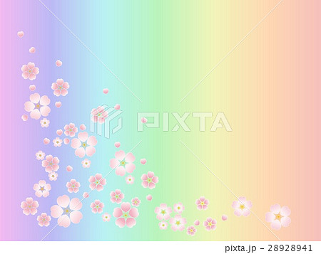 桜模様 虹色背景 和柄 壁紙 背景 イラスト素材のイラスト素材