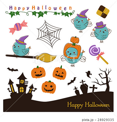 ハロウィン トリ イラスト セットのイラスト素材