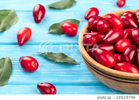 Cornelian cherries in bowl 28929796
