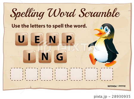 Spelling word scramble game with word penguin 28930935