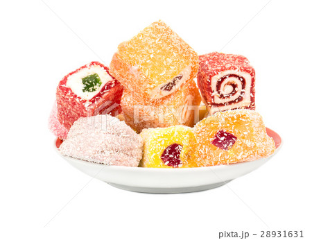 Turkish delight lokum in a plate 28931631