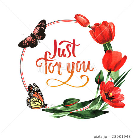 Wildflower tulip flower frame in a watercolor Wildflower tulip flower frame in a watercolor 28931948