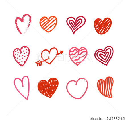 Different Valentines day hand color, drawn hearts 28933216