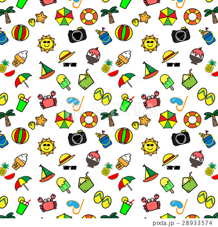 Colorful summer items icon vector pattern 28933574