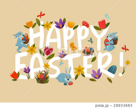 Easter Greeting Bright Floral  White Lettering  28933665