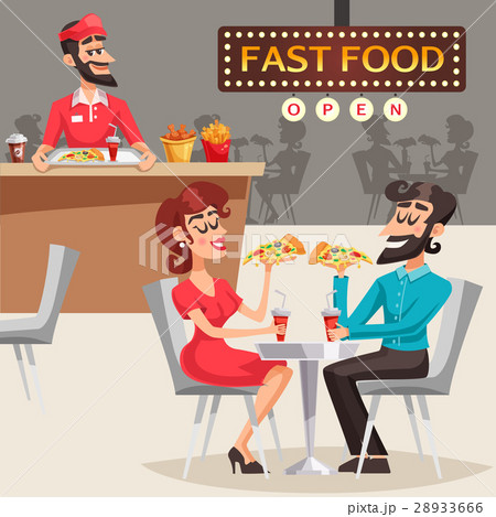 People In Fast Food Restaurant Illustration People In Fast Food Restaurant Illustration 28933666