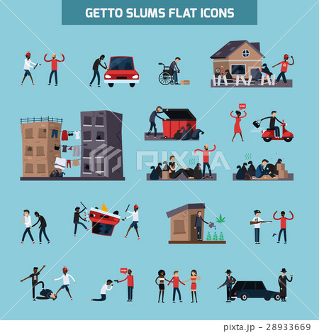 Ghetto Slum Flat Icon Set Ghetto Slum Flat Icon Set 28933669