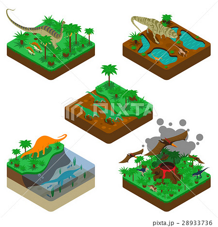 Dinosaurs Isometric Compositions 28933736