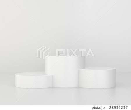 Empty white pedestal for winners and champion. 28935237