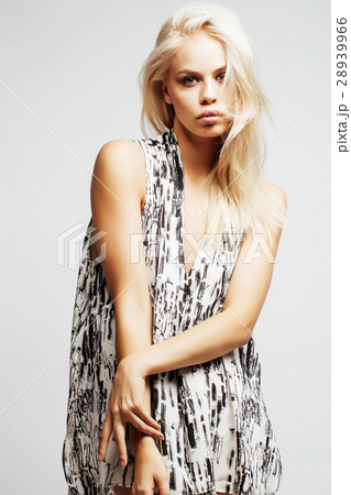 young pretty woman with blond hair on white young pretty woman with blond hair on white 28939966