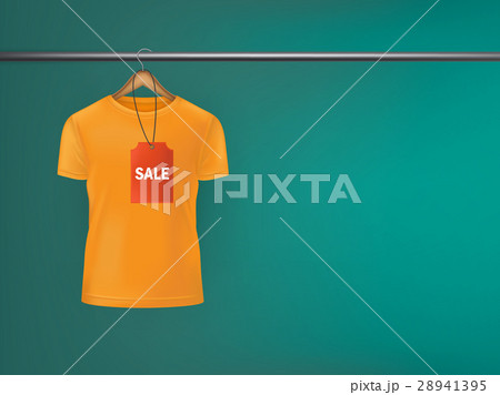 T-shirt with a price tag hanging on hanger. 28941395