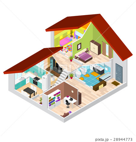 House in Cutaway Isometric View. Vector House in Cutaway Isometric View. Vector 28944773