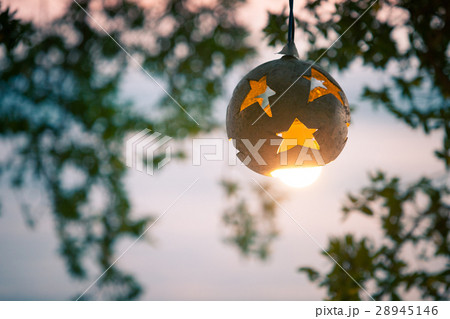 Lantern from the coconut tree with lamp on the 28945146