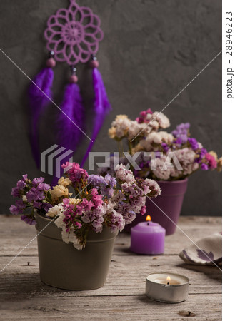 Dry flowers and Purple dream catcher Dry flowers and Purple dream catcher 28946223