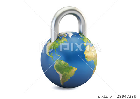 Earth globe padlock, protect concept. 3D rendering 28947239