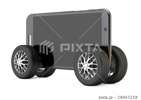Smartphone on wheels, 3D rendering Smartphone on wheels, 3D rendering 28947258