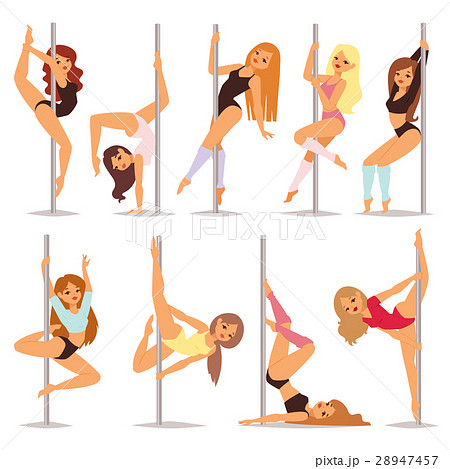 Set Of Pole Dance Women Cartoon Style Isolated Onのイラスト素材