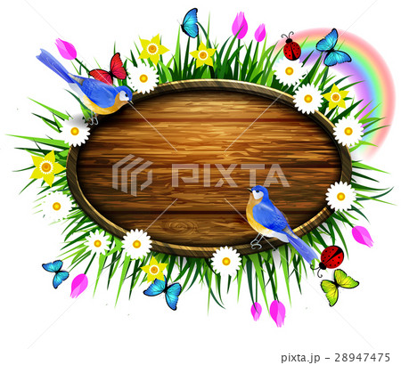 wooden board on a llawn wooden board on a llawn 28947475