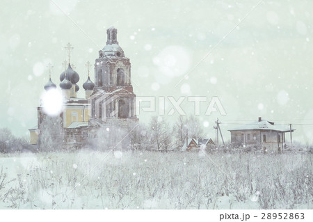 Old Orthodox Church in the winter landscape 28952863