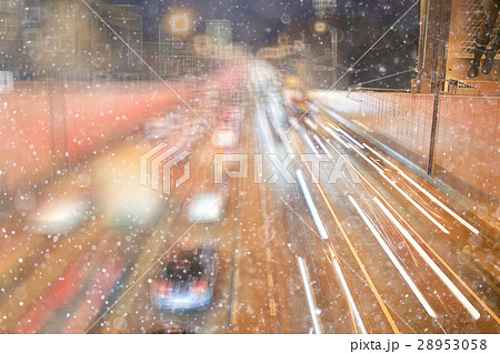 jams in the city night winter snowfall background jams in the city night winter snowfall background 28953058
