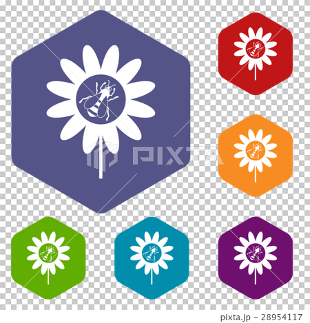 Bee on flower icons set 28954117
