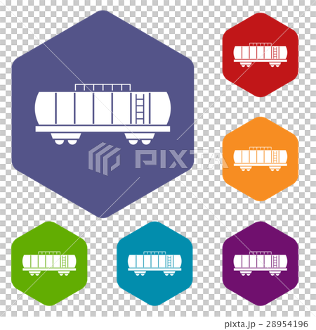 Oil railway tank icons set 28954196