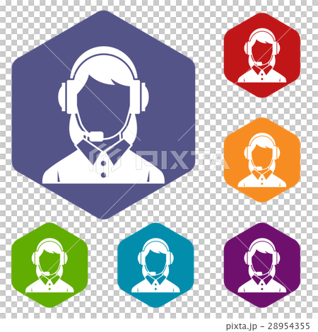 Business woman with headset icons set 28954355