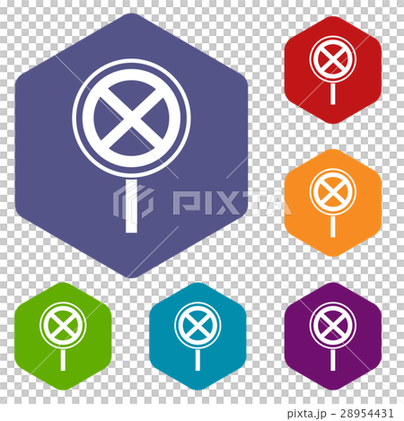 No stopping and parking sign icons set No stopping and parking sign icons set 28954431