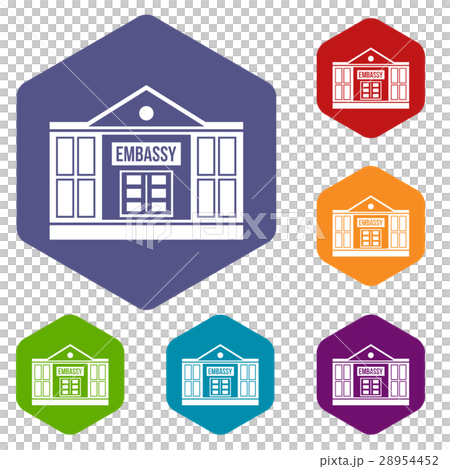 Embassy icons set - Stock Illustration [28954452] - PIXTA