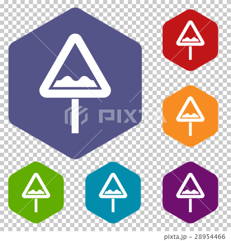 Uneven triangular road sign icons set Uneven triangular road sign icons set 28954466