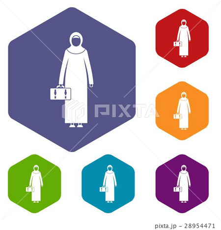 Arabic woman icons set 28954471