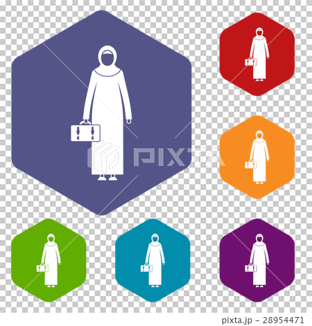 Arabic woman icons set 28954471