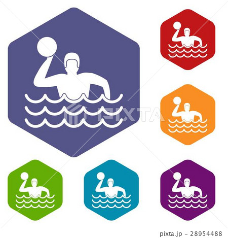 Water polo icons set 28954488