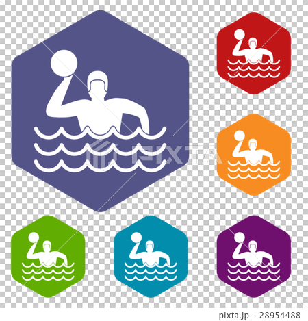 Water polo icons set 28954488