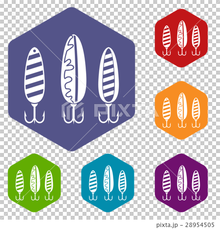 Plastic fishing lure icons set Plastic fishing lure icons set 28954505