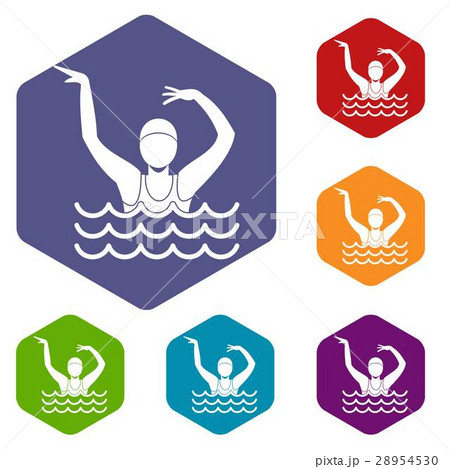 Swimmer in a swimming pool icons set 28954530