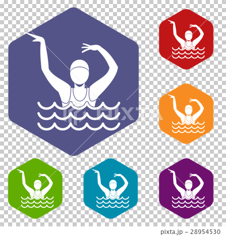 Swimmer in a swimming pool icons set 28954530