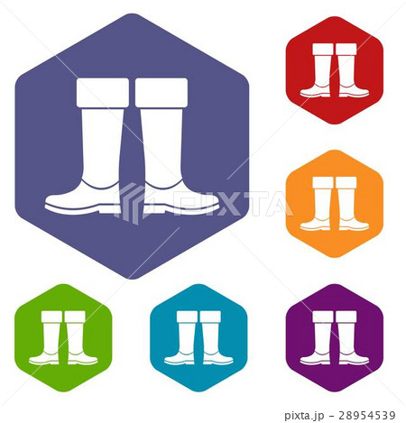 Rubber boots icons set 28954539