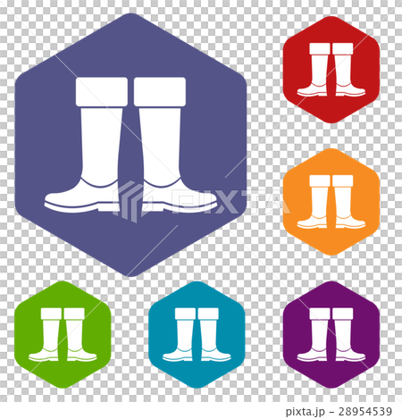 Rubber boots icons set 28954539