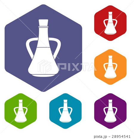 Bottle with olive oil icons set 28954541