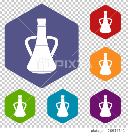 Bottle with olive oil icons set 28954541