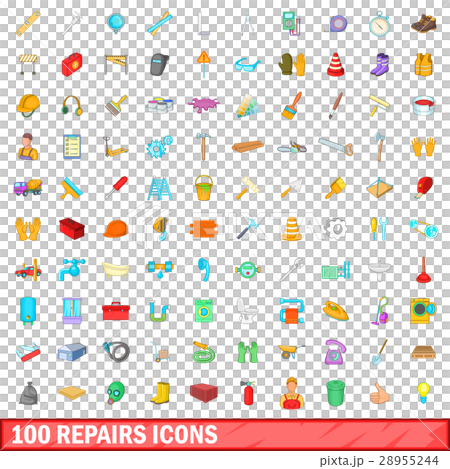 100 repairs icons set, cartoon style 28955244