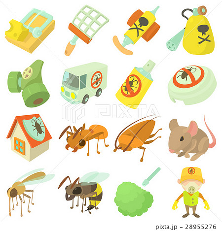 Pest control terminate icons set, cartoon style 28955276