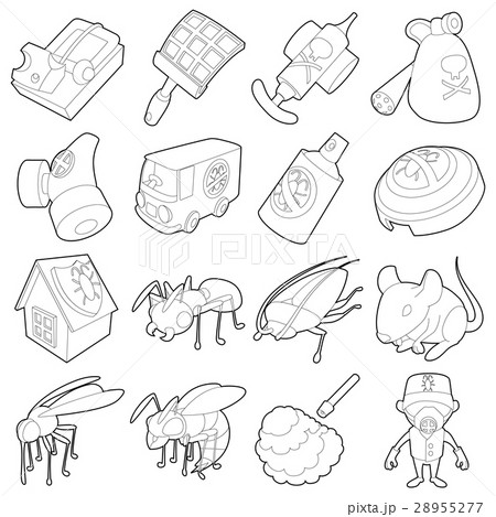 Pest control terminate icons set, outline style 28955277