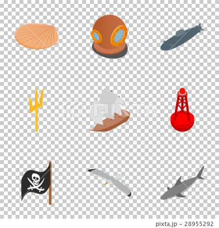 Diver icons set, isometric 3d style Diver icons set, isometric 3d style 28955292