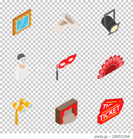 Theatre icons set, isometric 3d style Theatre icons set, isometric 3d style 28955294