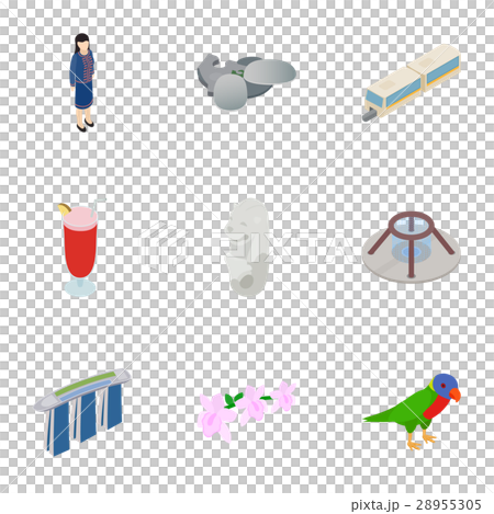 Travel to Singapore icons set, isometric 3d style 28955305